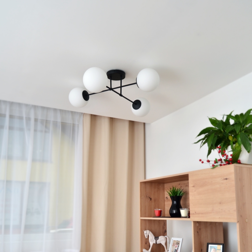 Virsapmetuma lustra MOON 4xE27/15W/230V melna