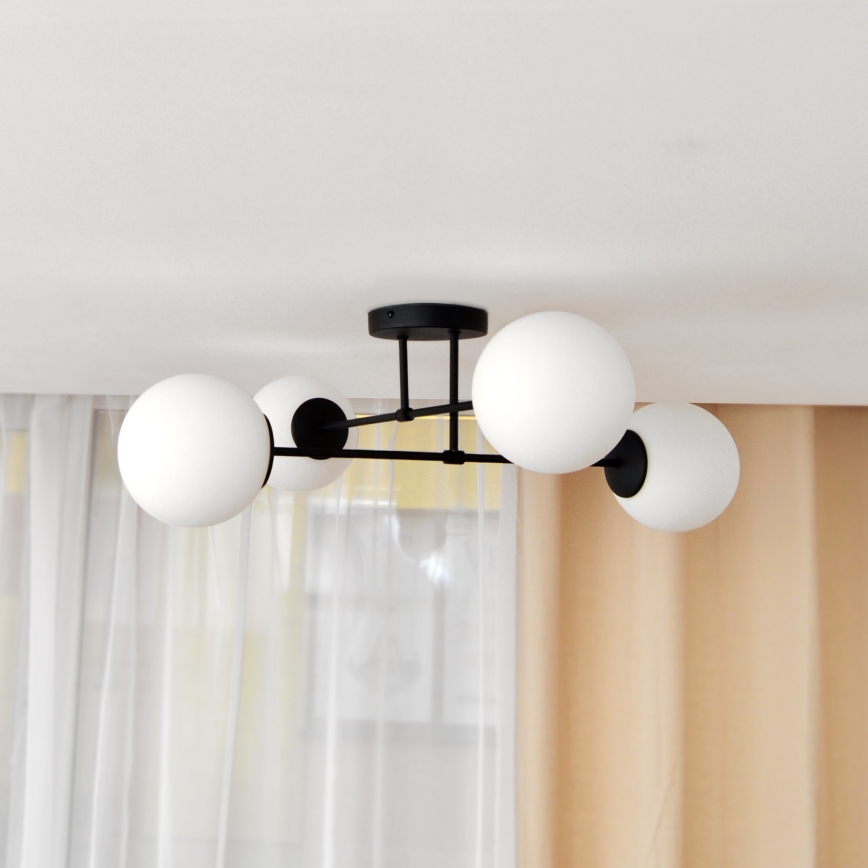 Virsapmetuma lustra MOON 4xE27/15W/230V melna