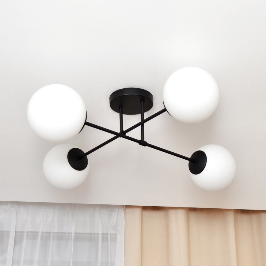 Virsapmetuma lustra MOON 4xE27/15W/230V melna