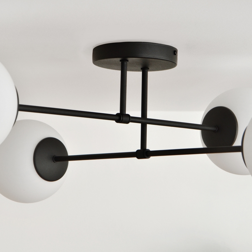 Virsapmetuma lustra MOON 4xE27/15W/230V melna