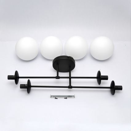 Virsapmetuma lustra MOON 4xE27/15W/230V melna