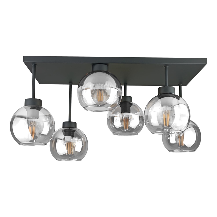 Virsapmetuma lustra NESSA 6xE27/60W/230V melna/caurspīdīga