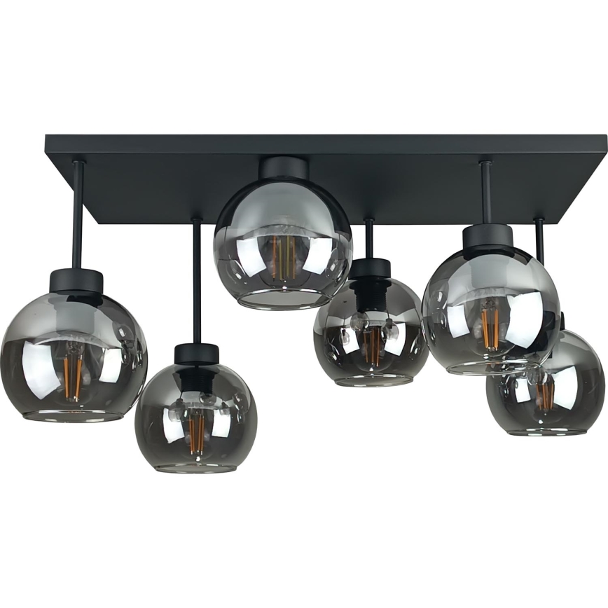 Virsapmetuma lustra NESSA 6xE27/60W/230V melna/dūmakains melna