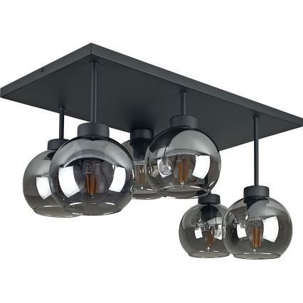 Virsapmetuma lustra NESSA 6xE27/60W/230V melna/dūmakains melna