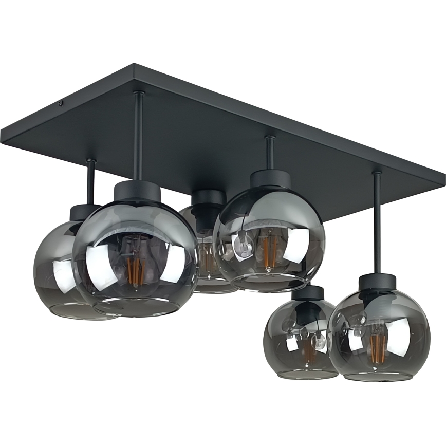 Virsapmetuma lustra NESSA 6xE27/60W/230V melna/dūmakains melna