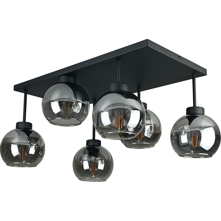 Virsapmetuma lustra NESSA 6xE27/60W/230V melna/dūmakains melna