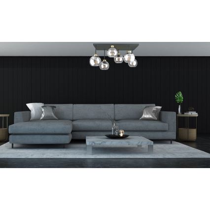 Virsapmetuma lustra NESSA 6xE27/60W/230V melna/zelta/caurspīdīga