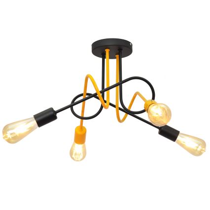 Virsapmetuma lustra OXFORD 4xE27/15W/230V melna/dzeltena