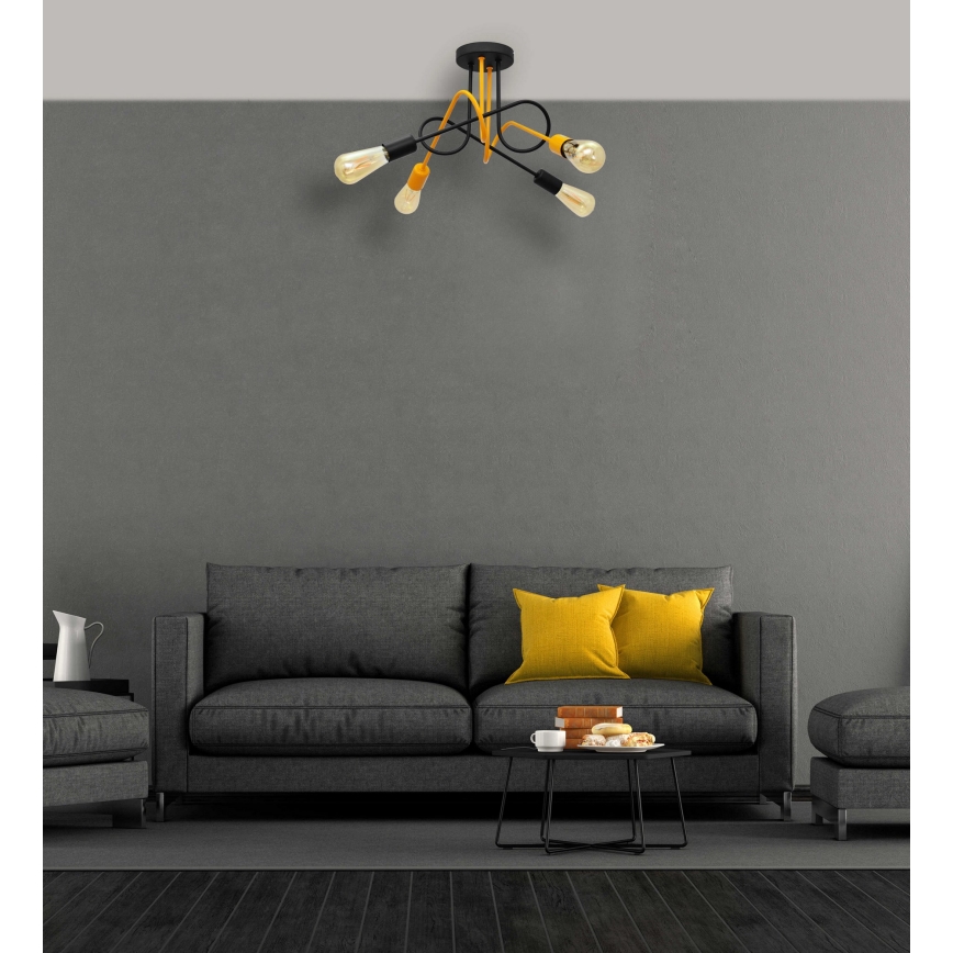 Virsapmetuma lustra OXFORD 4xE27/15W/230V melna/dzeltena