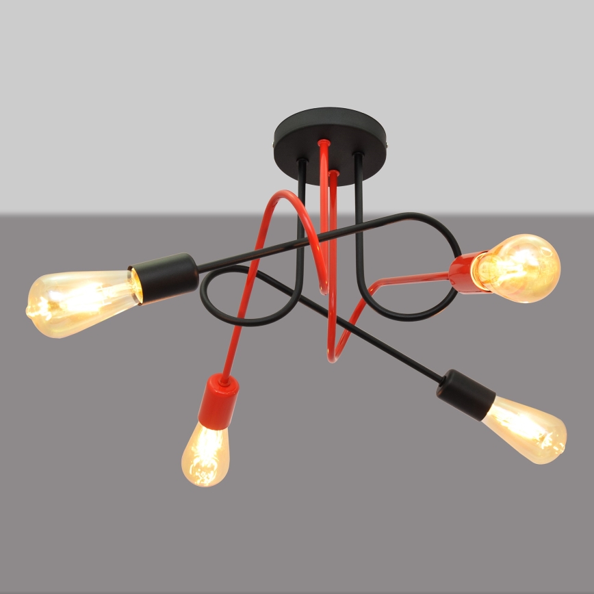 Virsapmetuma lustra OXFORD 4xE27/15W/230V melna/sarkana