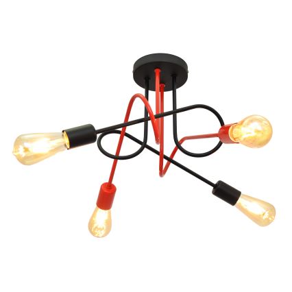 Virsapmetuma lustra OXFORD 4xE27/15W/230V melna/sarkana