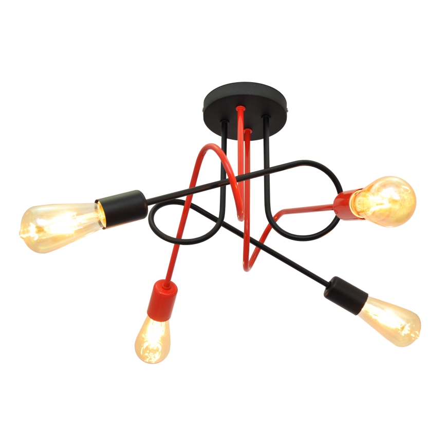 Virsapmetuma lustra OXFORD 4xE27/15W/230V melna/sarkana