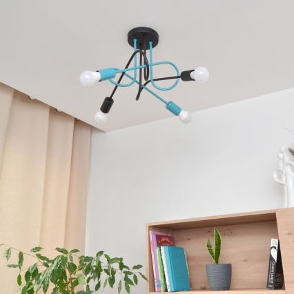Virsapmetuma lustra OXFORD 4xE27/15W/230V melna/tirkīza