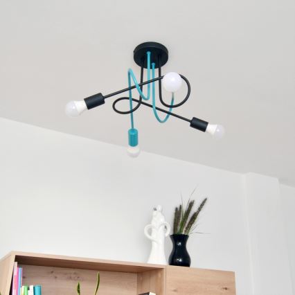 Virsapmetuma lustra OXFORD 4xE27/15W/230V melna/tirkīza