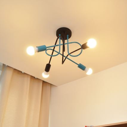 Virsapmetuma lustra OXFORD 4xE27/15W/230V melna/tirkīza