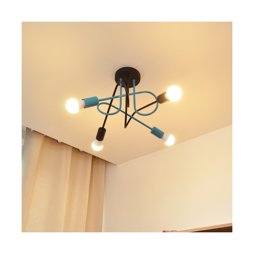 Virsapmetuma lustra OXFORD 4xE27/15W/230V melna/tirkīza