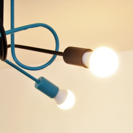 Virsapmetuma lustra OXFORD 4xE27/15W/230V melna/tirkīza