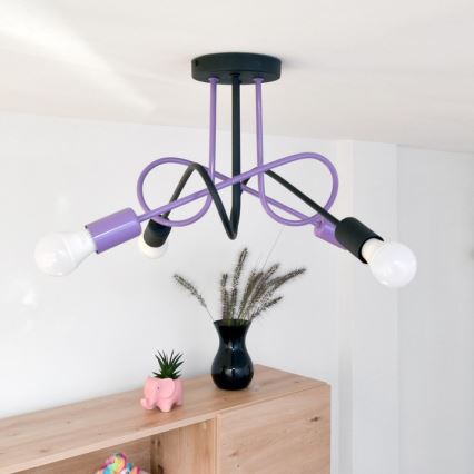 Virsapmetuma lustra OXFORD 4xE27/15W/230V melna/violeta