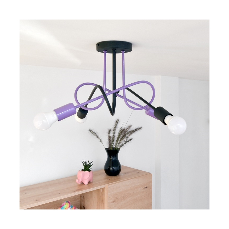 Virsapmetuma lustra OXFORD 4xE27/15W/230V melna/violeta