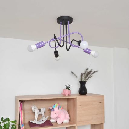 Virsapmetuma lustra OXFORD 4xE27/15W/230V melna/violeta