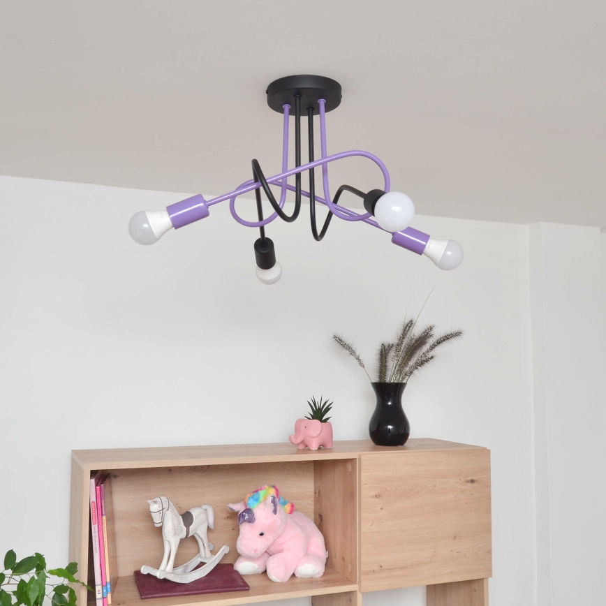 Virsapmetuma lustra OXFORD 4xE27/15W/230V melna/violeta