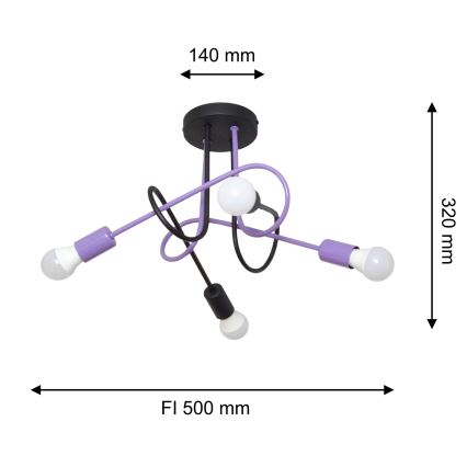 Virsapmetuma lustra OXFORD 4xE27/15W/230V melna/violeta