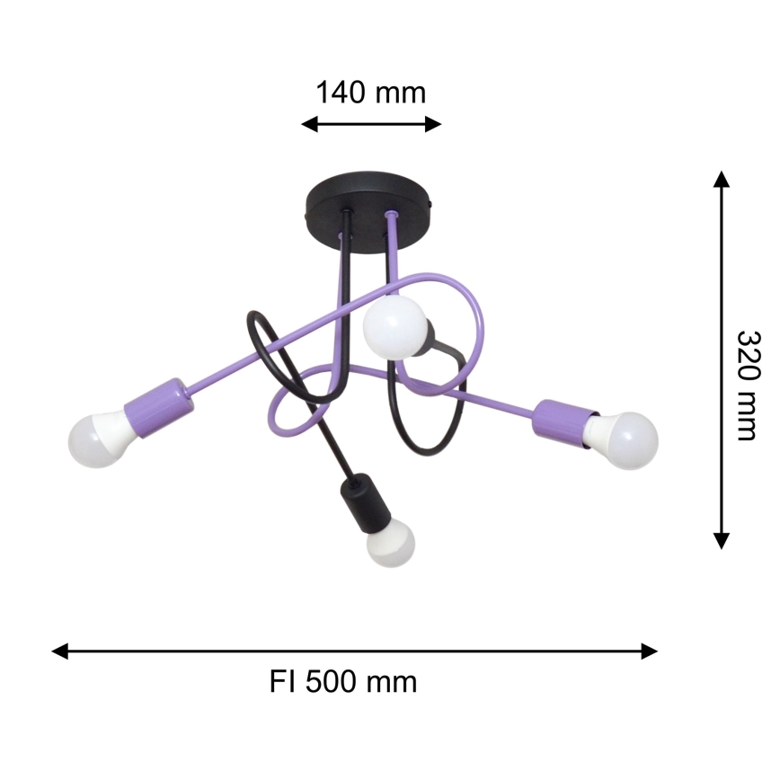 Virsapmetuma lustra OXFORD 4xE27/15W/230V melna/violeta