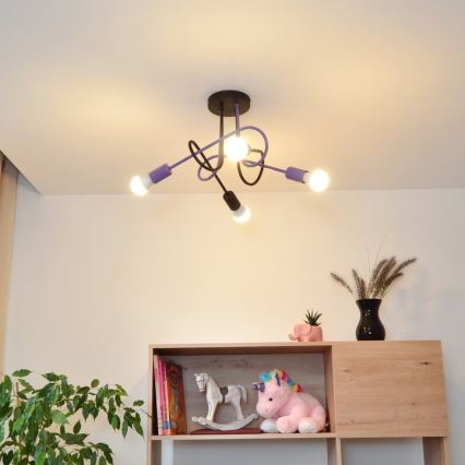 Virsapmetuma lustra OXFORD 4xE27/15W/230V melna/violeta