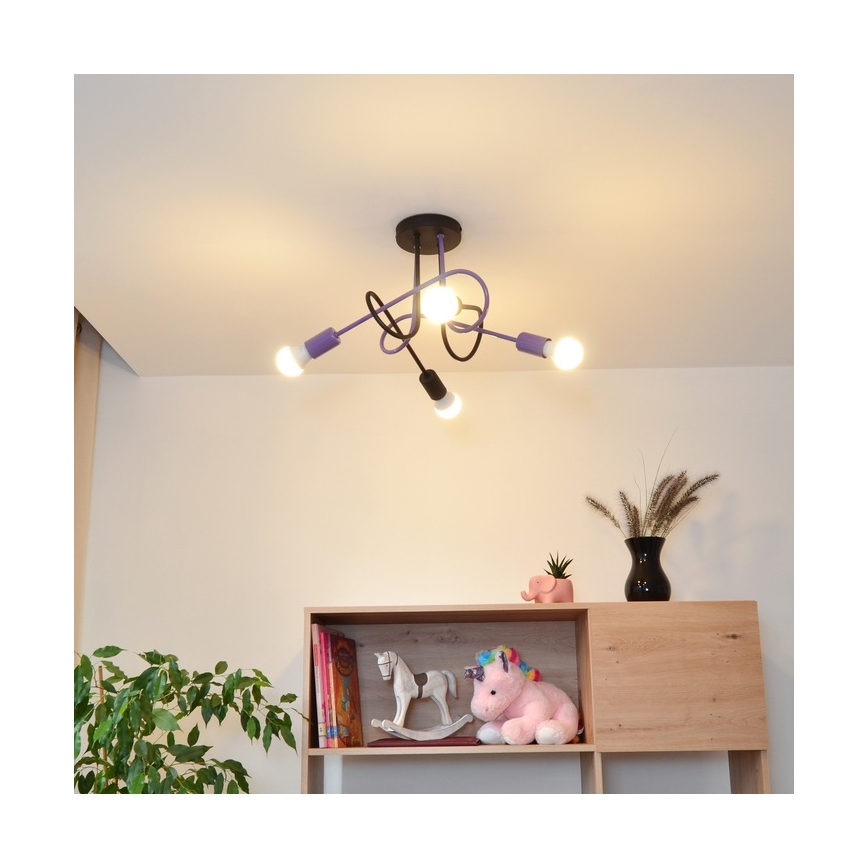 Virsapmetuma lustra OXFORD 4xE27/15W/230V melna/violeta