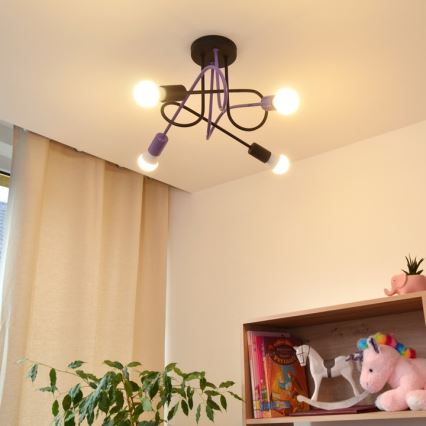 Virsapmetuma lustra OXFORD 4xE27/15W/230V melna/violeta