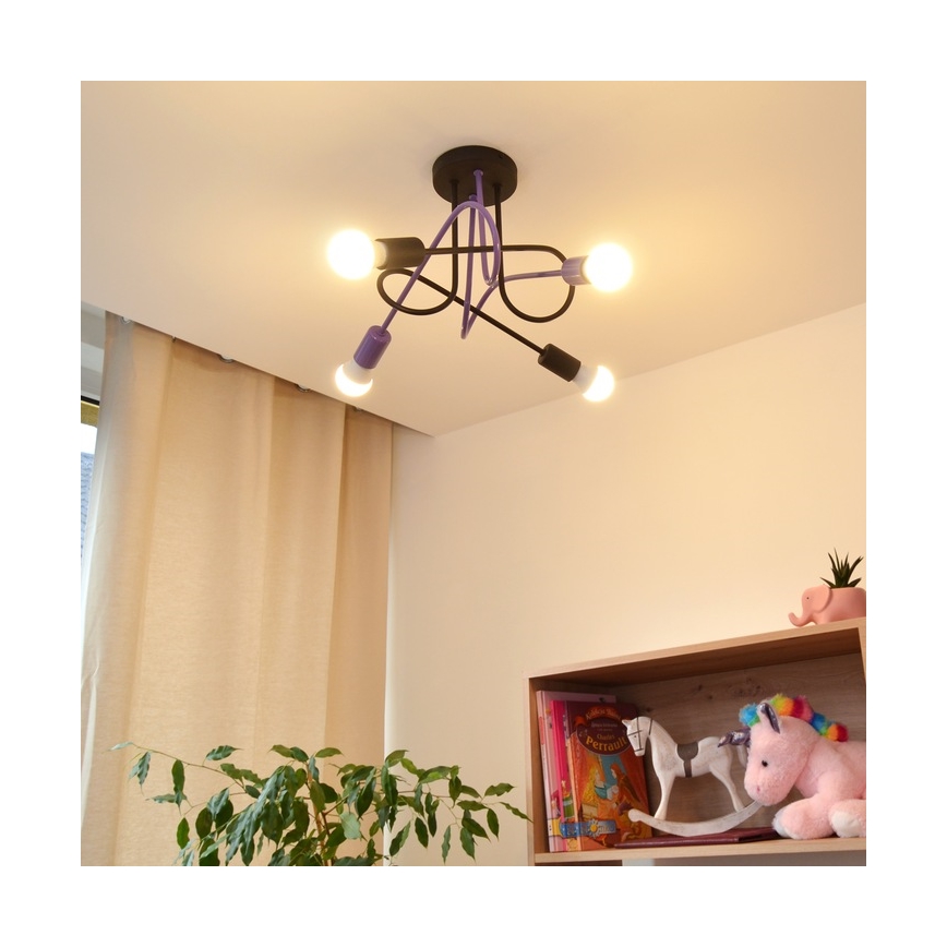 Virsapmetuma lustra OXFORD 4xE27/15W/230V melna/violeta