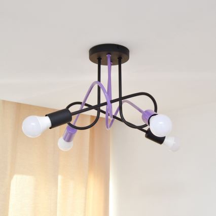 Virsapmetuma lustra OXFORD 4xE27/15W/230V melna/violeta