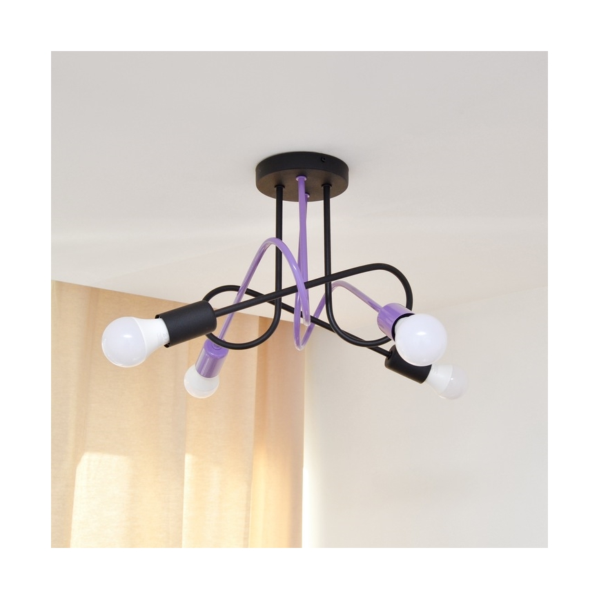 Virsapmetuma lustra OXFORD 4xE27/15W/230V melna/violeta