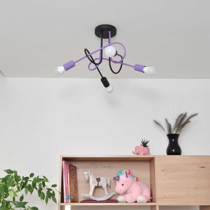 Virsapmetuma lustra OXFORD 4xE27/15W/230V melna/violeta