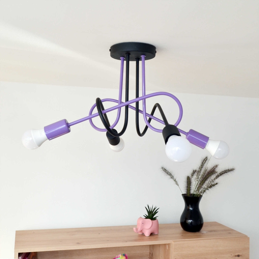 Virsapmetuma lustra OXFORD 4xE27/15W/230V melna/violeta