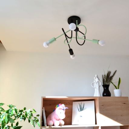 Virsapmetuma lustra OXFORD 4xE27/15W/230V melna/zaļa