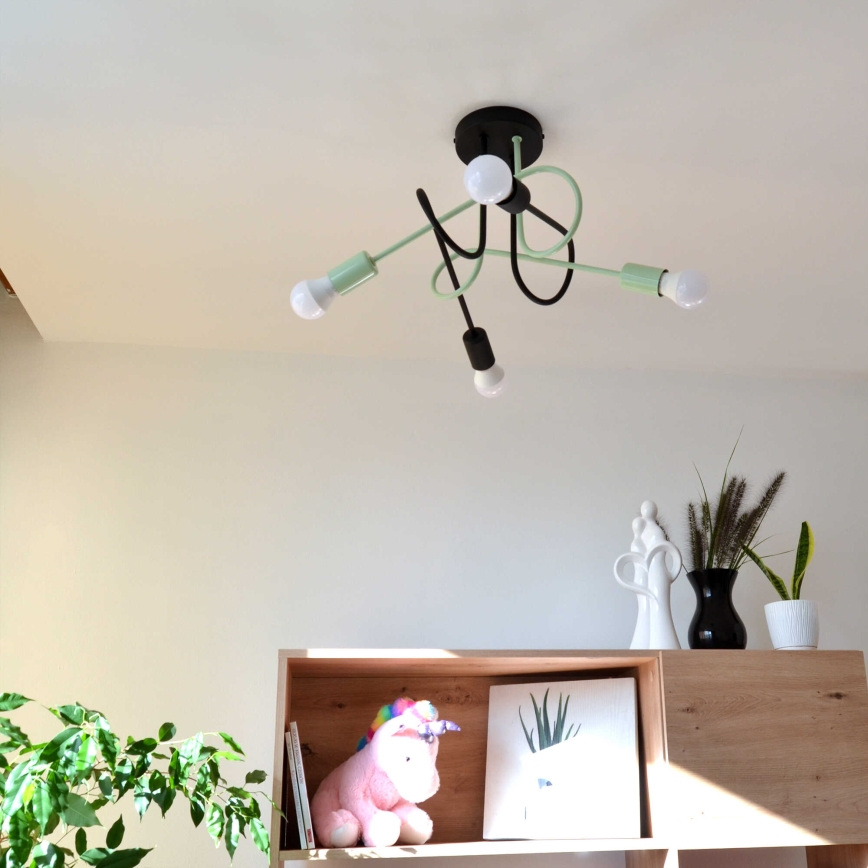 Virsapmetuma lustra OXFORD 4xE27/15W/230V melna/zaļa