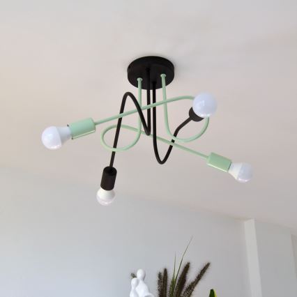 Virsapmetuma lustra OXFORD 4xE27/15W/230V melna/zaļa