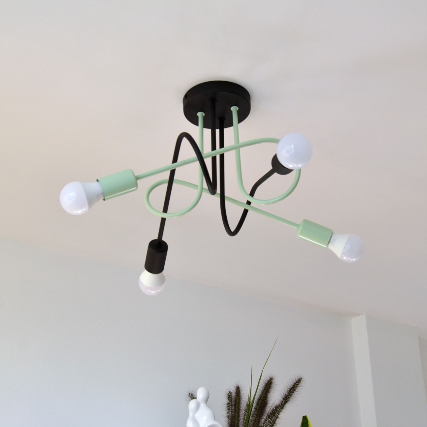 Virsapmetuma lustra OXFORD 4xE27/15W/230V melna/zaļa