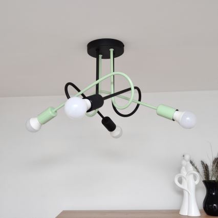 Virsapmetuma lustra OXFORD 4xE27/15W/230V melna/zaļa