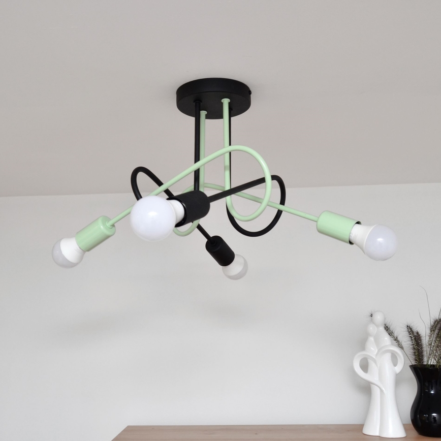Virsapmetuma lustra OXFORD 4xE27/15W/230V melna/zaļa