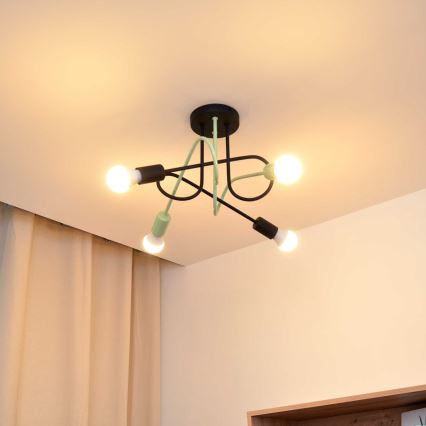 Virsapmetuma lustra OXFORD 4xE27/15W/230V melna/zaļa