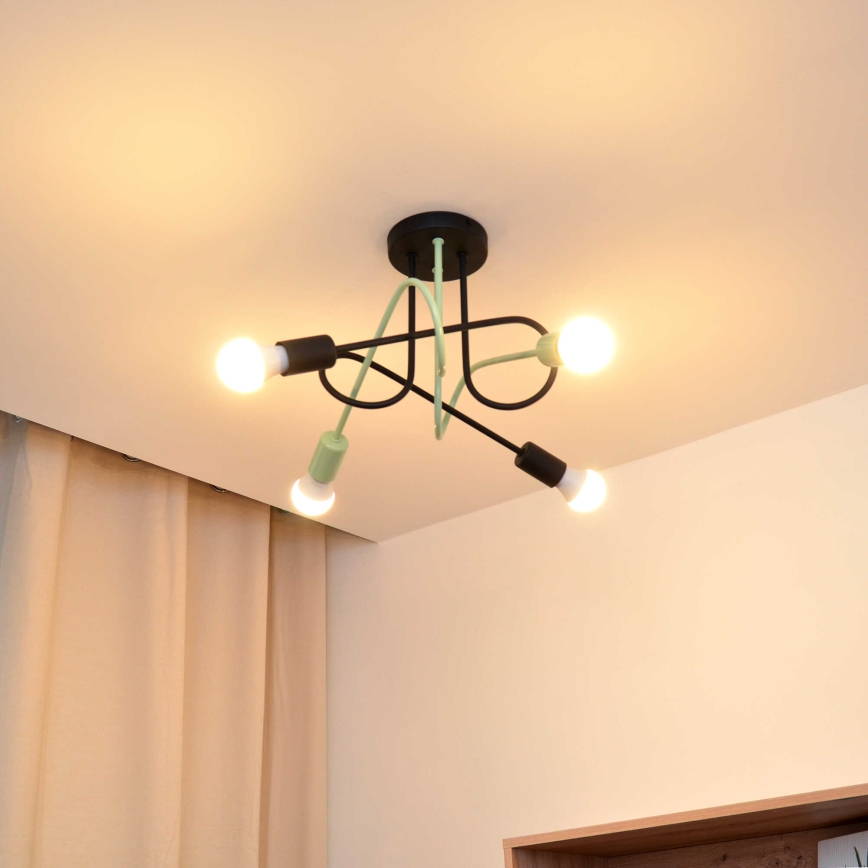 Virsapmetuma lustra OXFORD 4xE27/15W/230V melna/zaļa