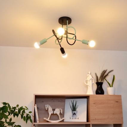 Virsapmetuma lustra OXFORD 4xE27/15W/230V melna/zaļa