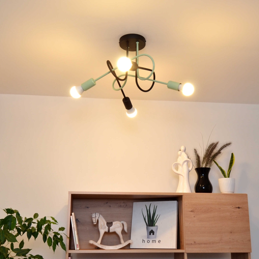 Virsapmetuma lustra OXFORD 4xE27/15W/230V melna/zaļa