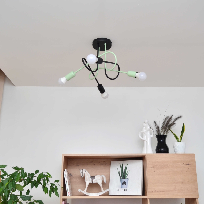 Virsapmetuma lustra OXFORD 4xE27/15W/230V melna/zaļa