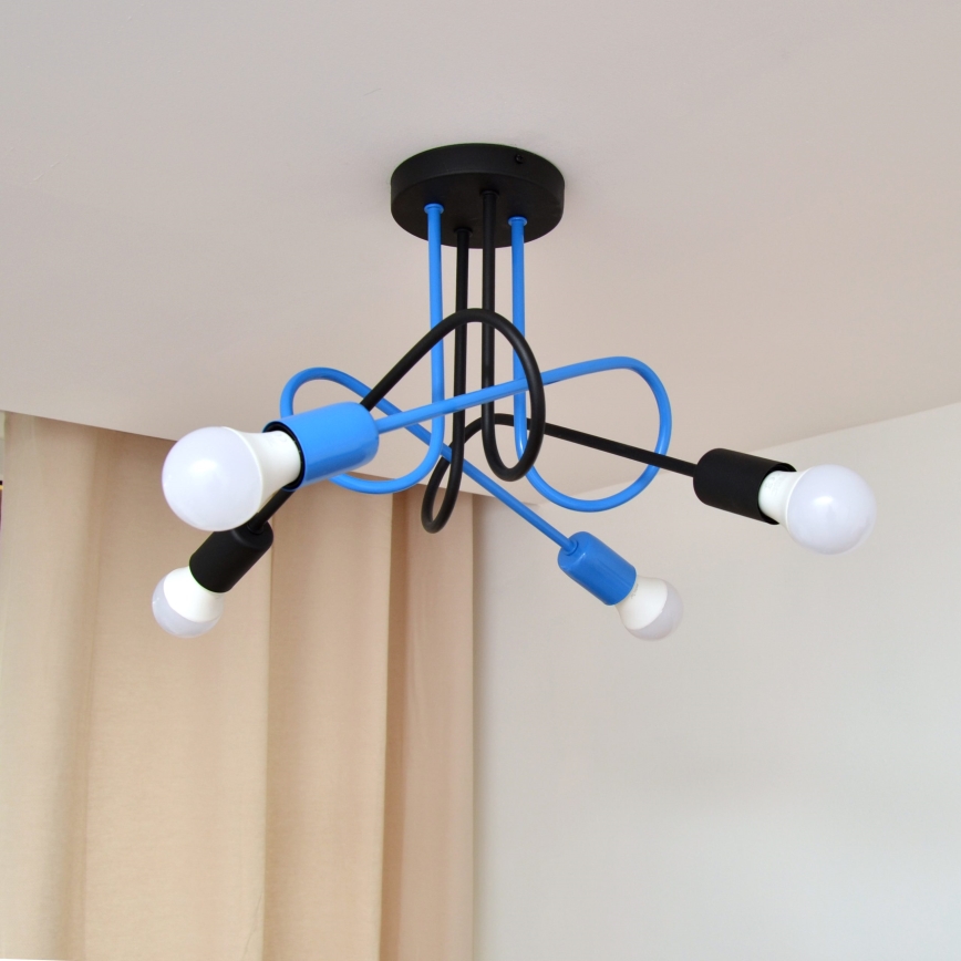 Virsapmetuma lustra OXFORD 4xE27/15W/230V melna/zila