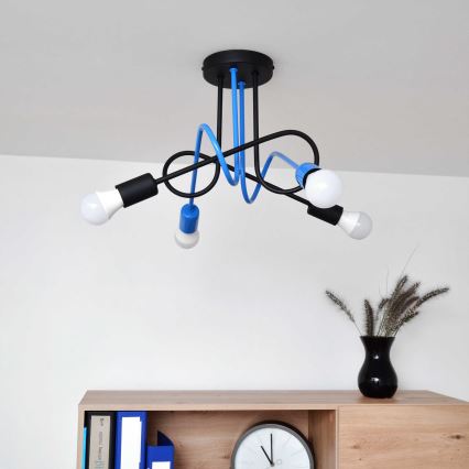 Virsapmetuma lustra OXFORD 4xE27/15W/230V melna/zila