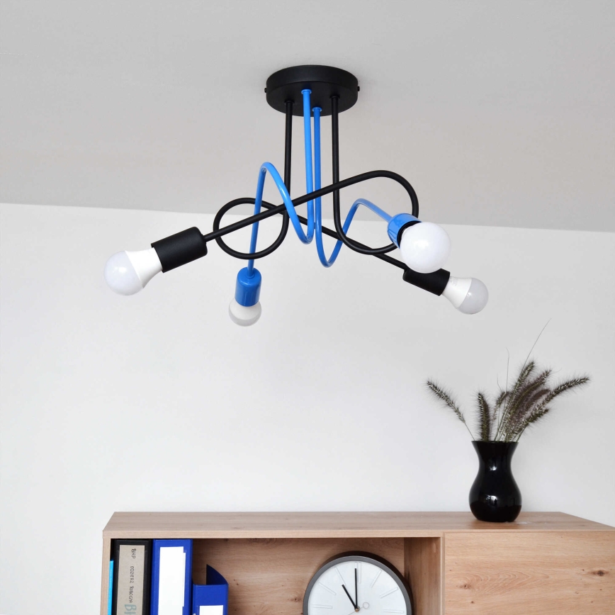 Virsapmetuma lustra OXFORD 4xE27/15W/230V melna/zila