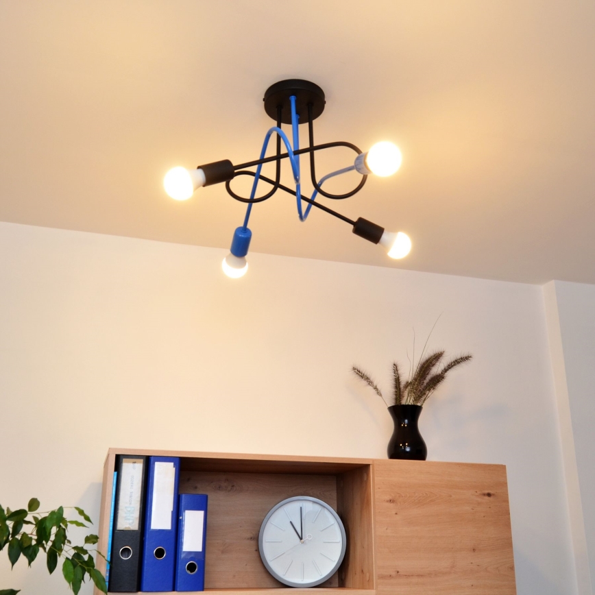 Virsapmetuma lustra OXFORD 4xE27/15W/230V melna/zila